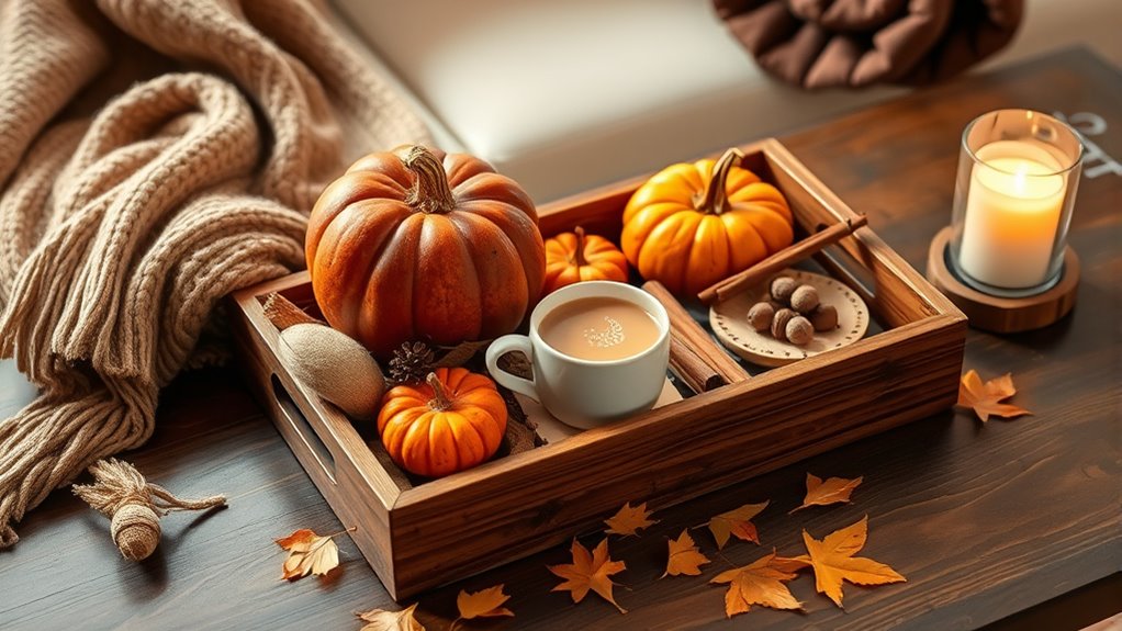 autumn themed coffee table decor