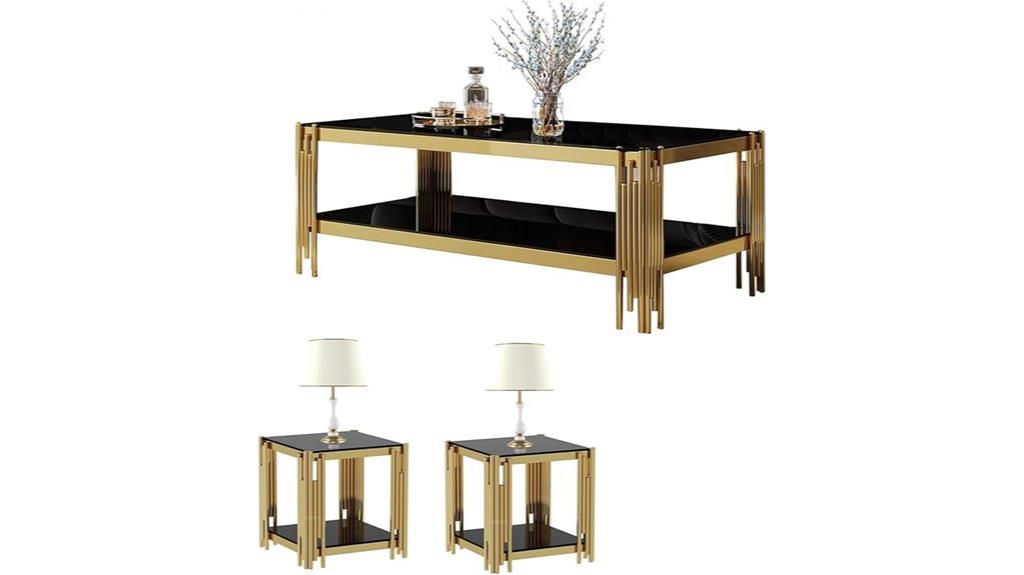 black glass table set