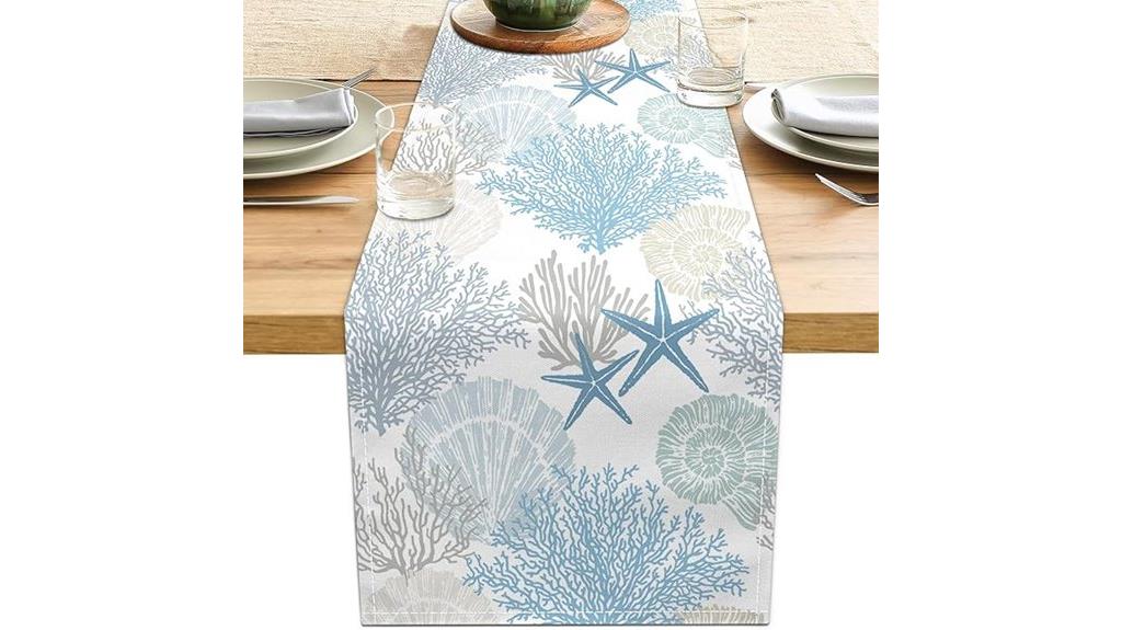 blue teal linen runner
