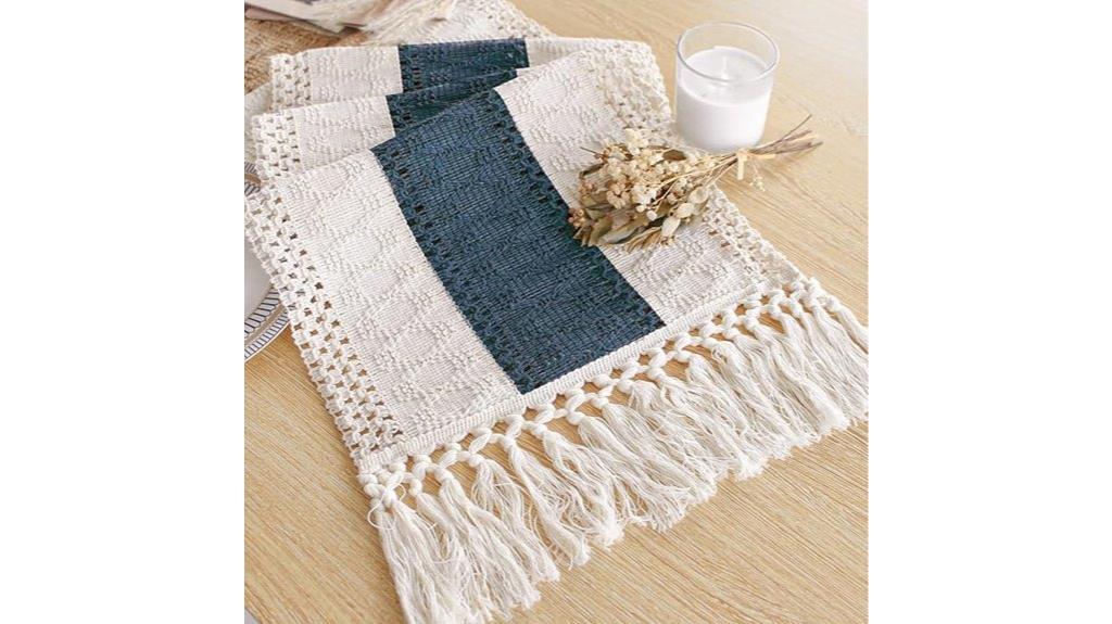 boho blue table runner