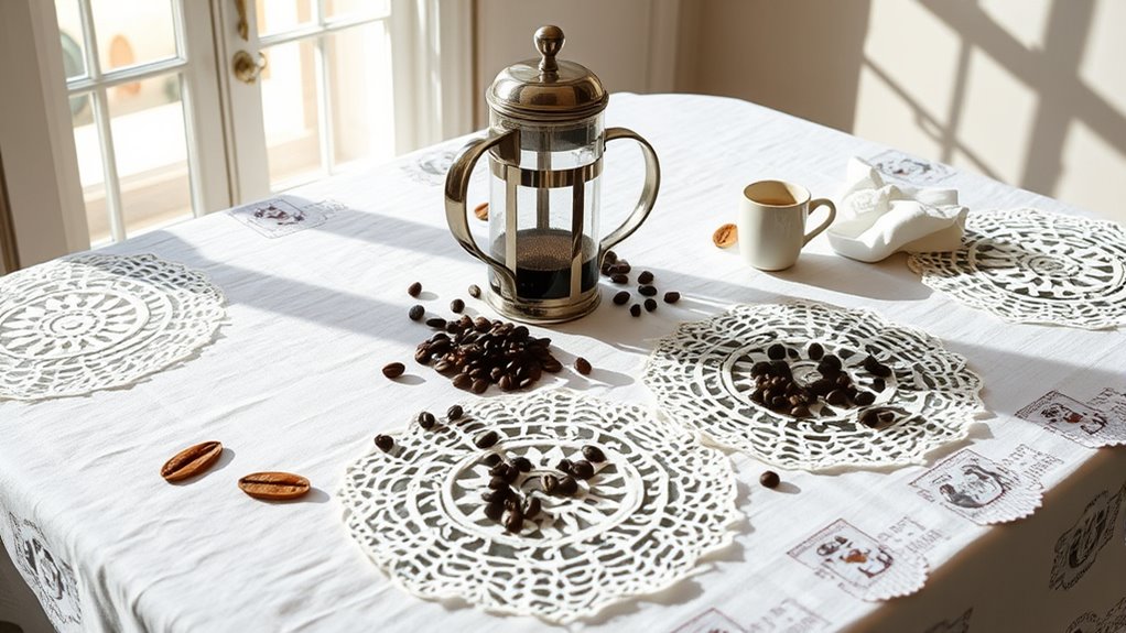 coffee brewing and linens