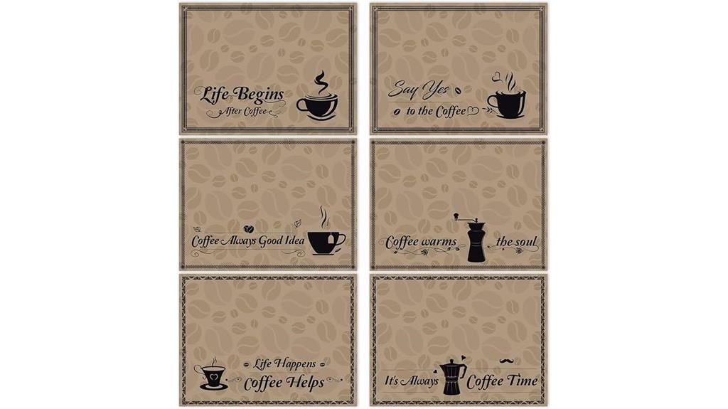 coffee themed table accessories set