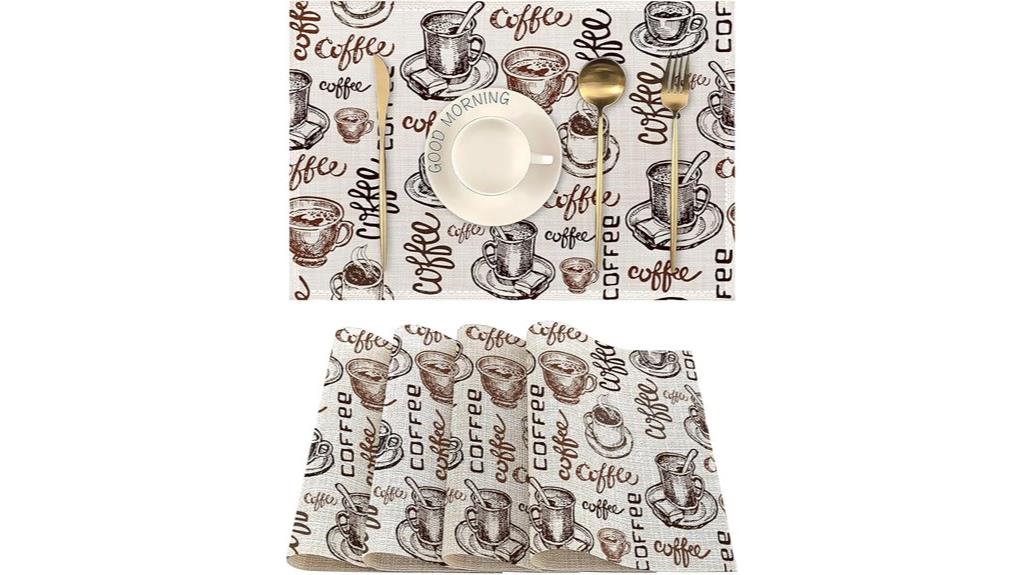 colorful coffee themed placemats