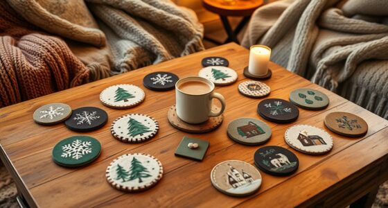 cozy winter coffee coasters
