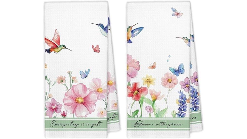 floral hummingbird kitchen towels
