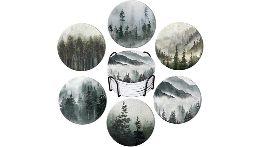 forest themed coaster set