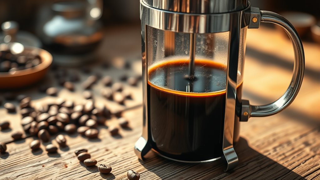 french press coffee brewing