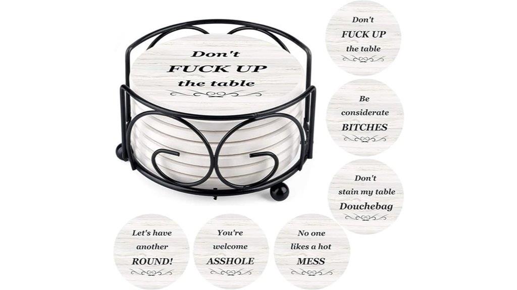 funny absorbent drink coasters