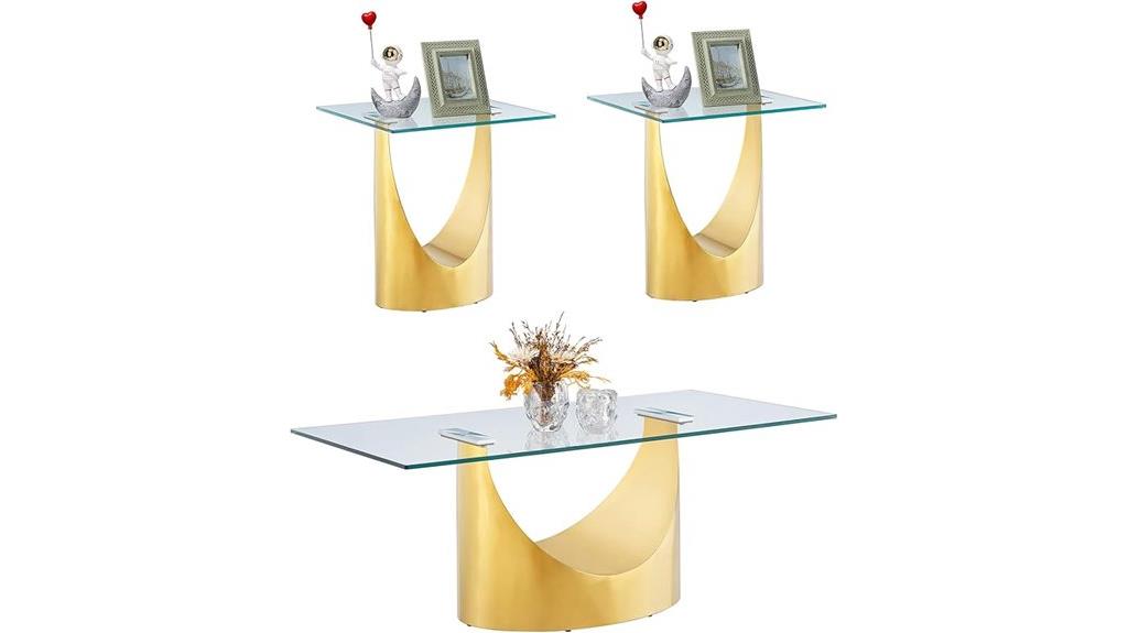glass coffee and end tables