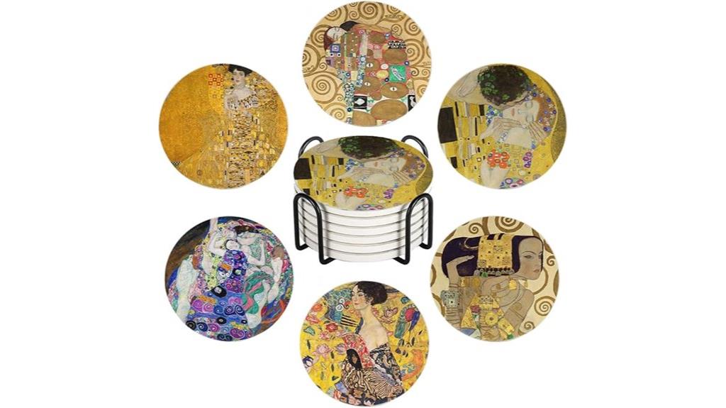 klimt art coasters set