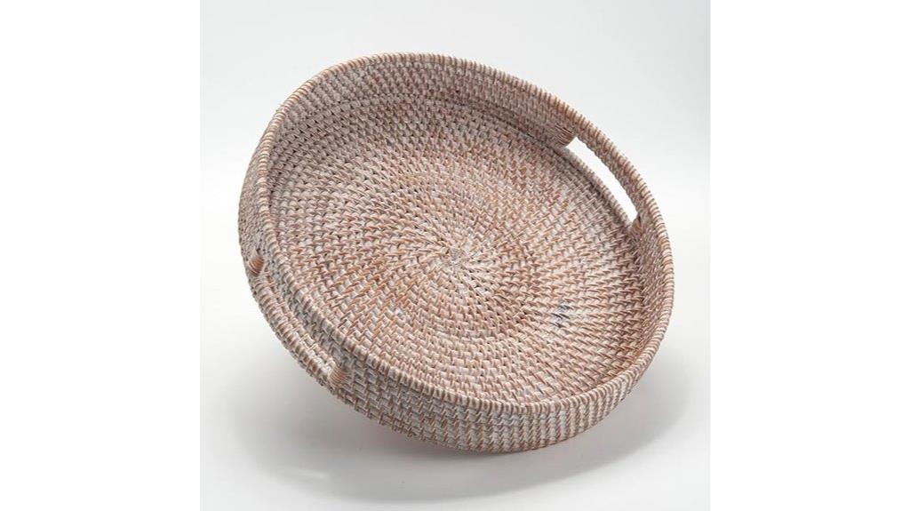 large round rattan tray