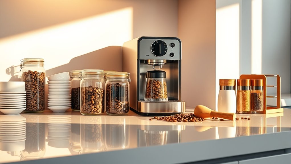organized coffee brewing space
