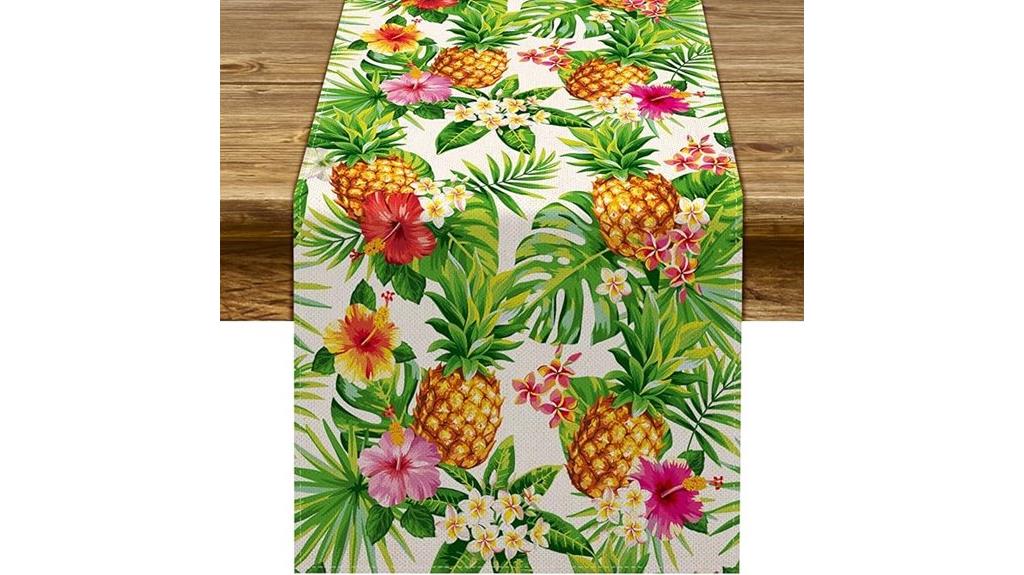 pineapple themed linen table runner