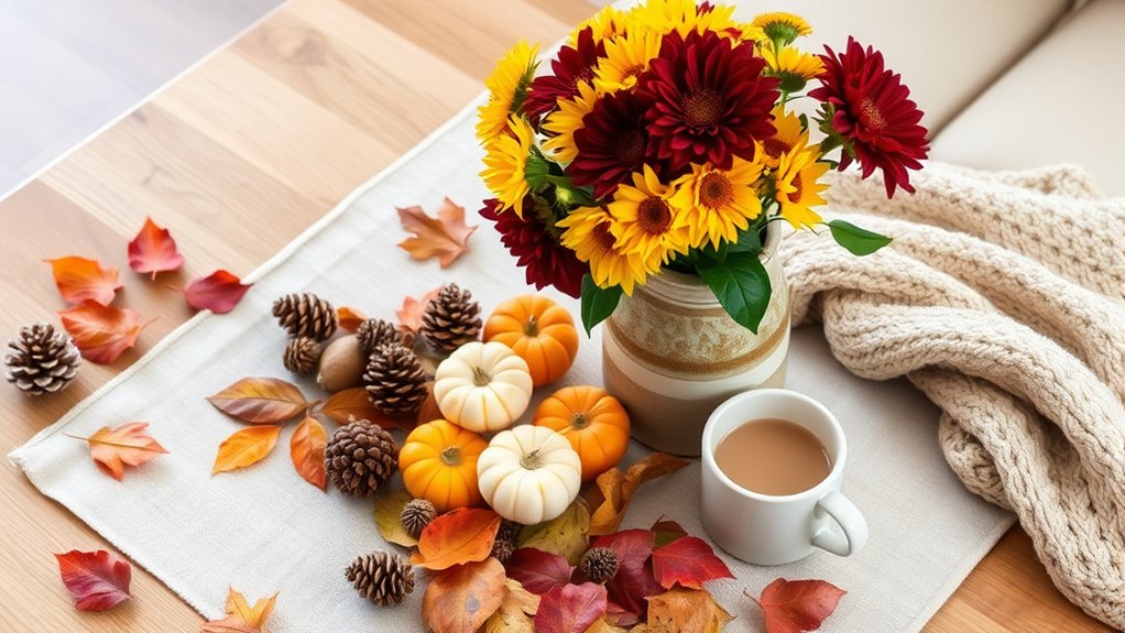 seasonal floral coffee table decor