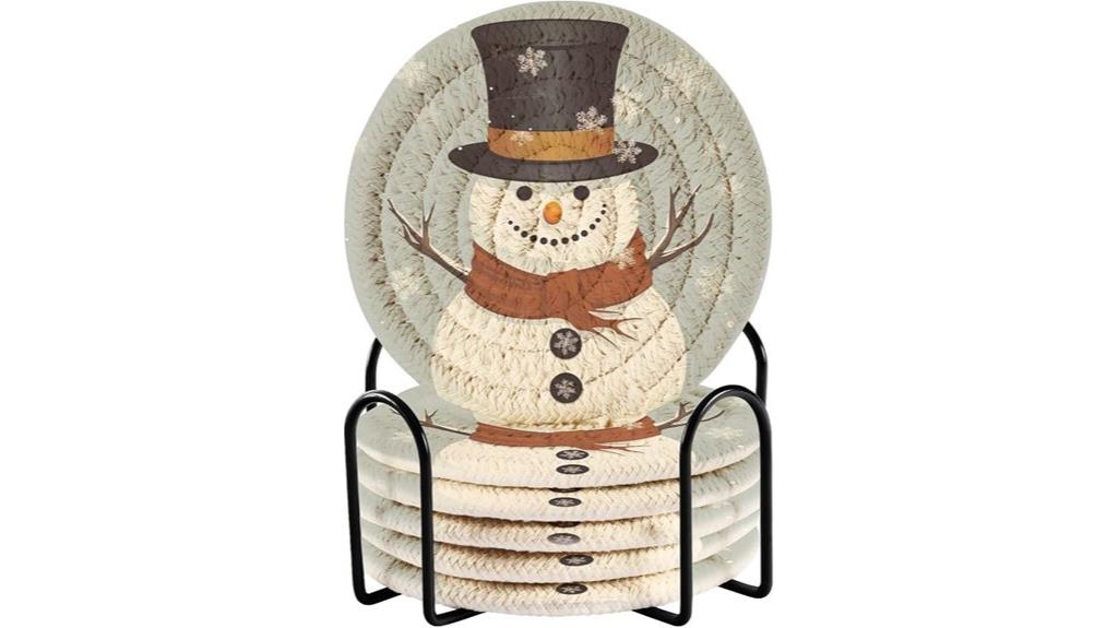 snowman themed festive coasters