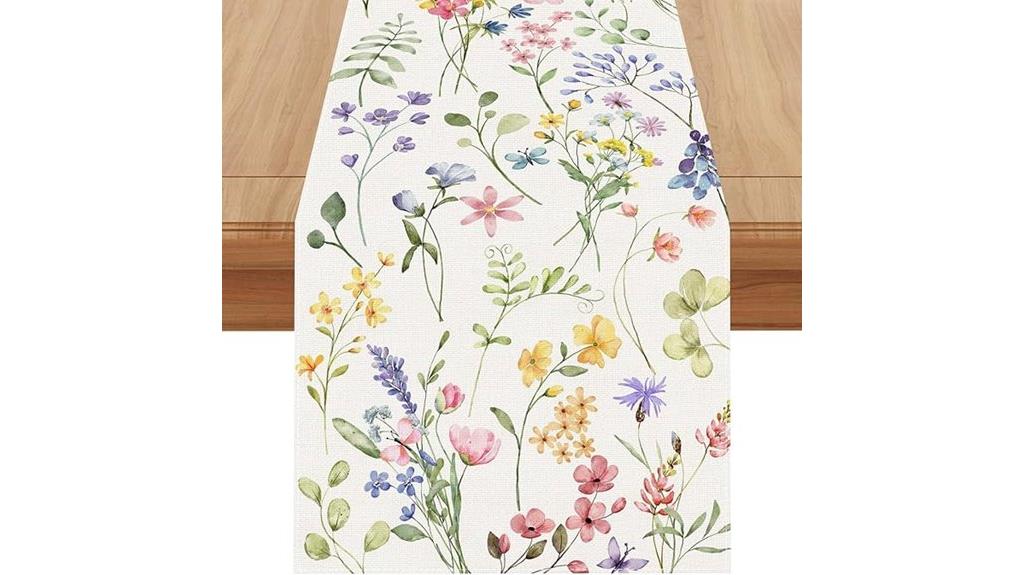 spring floral linen runner