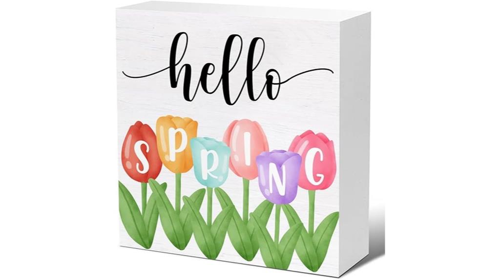 spring tulip wooden sign