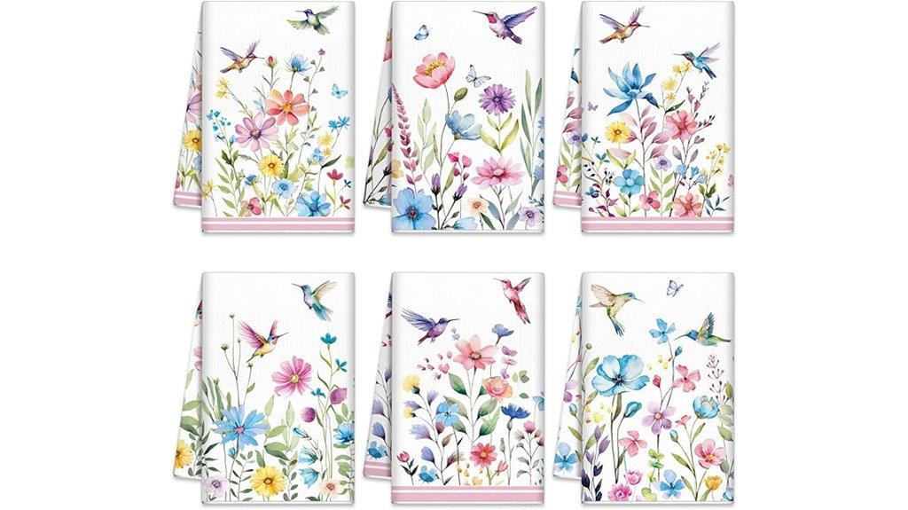 spring wildflower kitchen towels