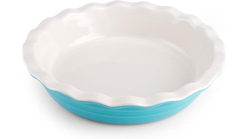 teal ceramic pie dish