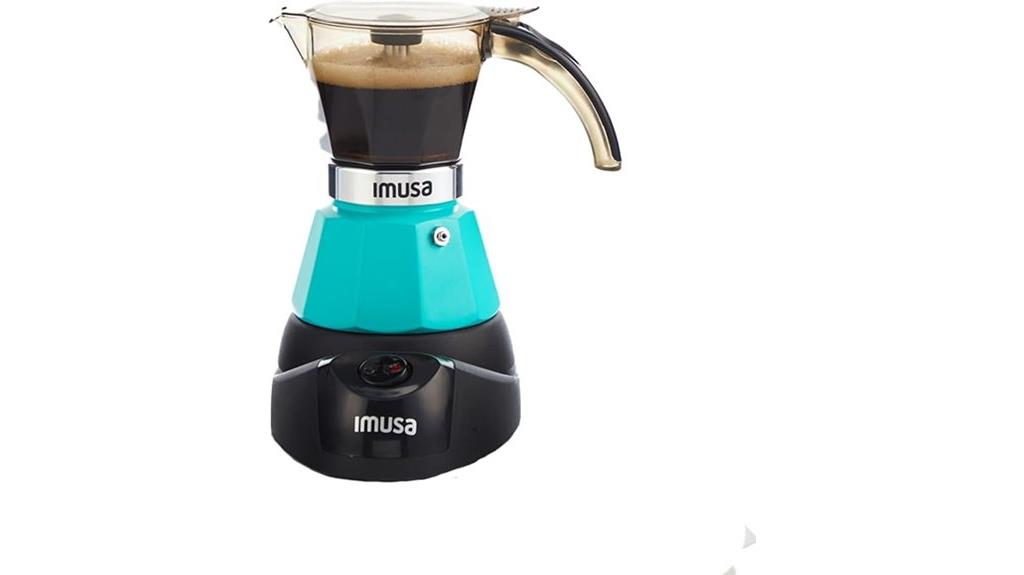 teal electric espresso maker
