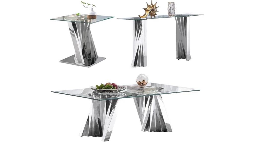 transparent three piece table set