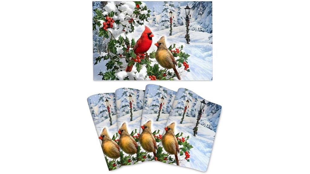 winter themed bird placemats set