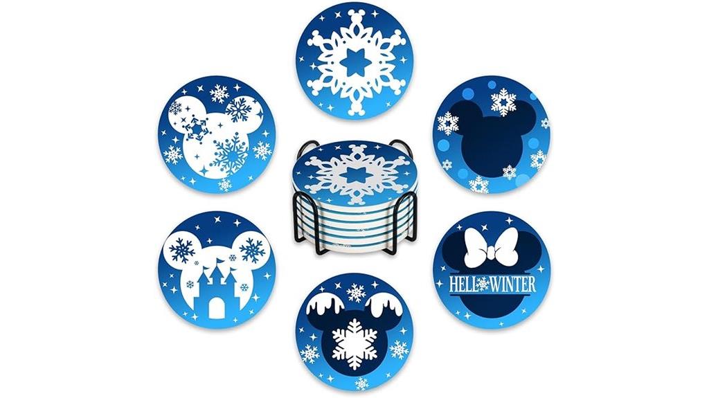 winter themed ceramic coasters