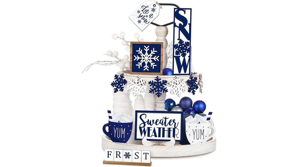 winter themed decorative tray set