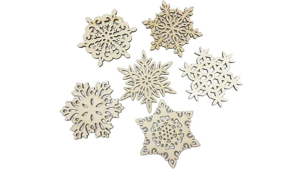 wooden snowflake coasters set