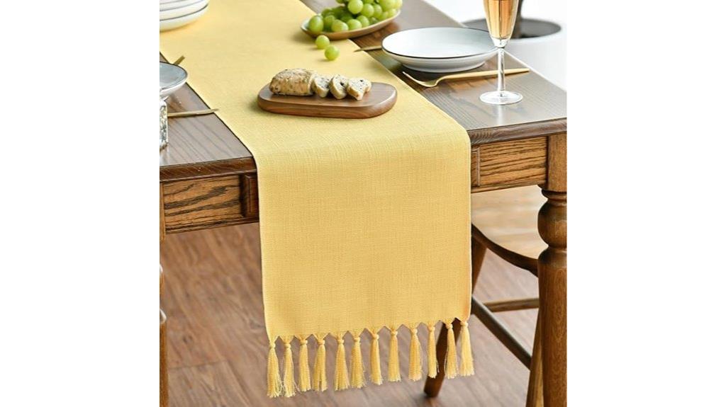 yellow tassel table runner