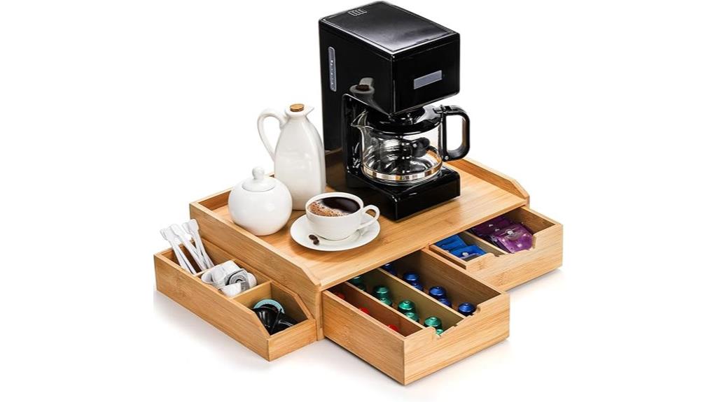 bamboo coffee tea organizer