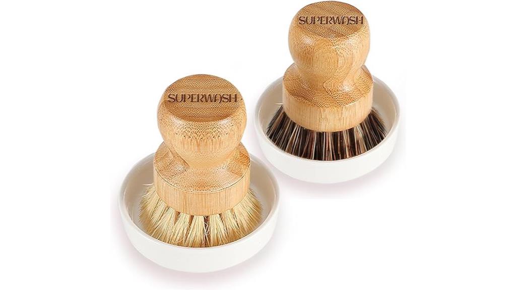 bamboo scrubber with holder