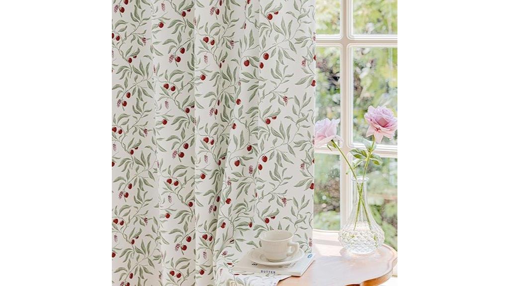 beige cherry leaf curtains