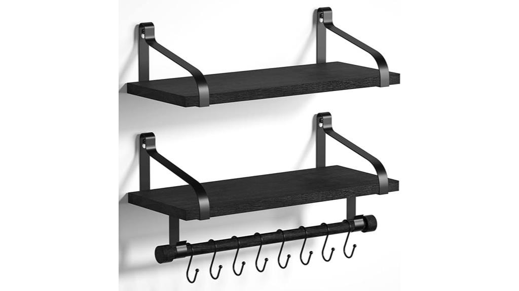 black floating shelves set