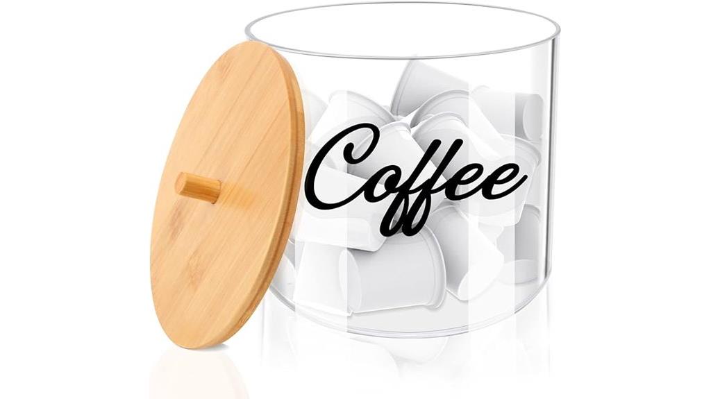 coffee pod holder with bamboo lid