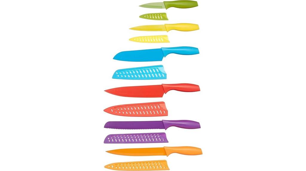 color coded 12 piece knife set