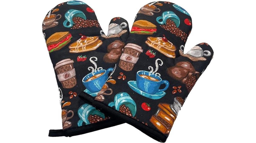 colorful quilted oven mitts
