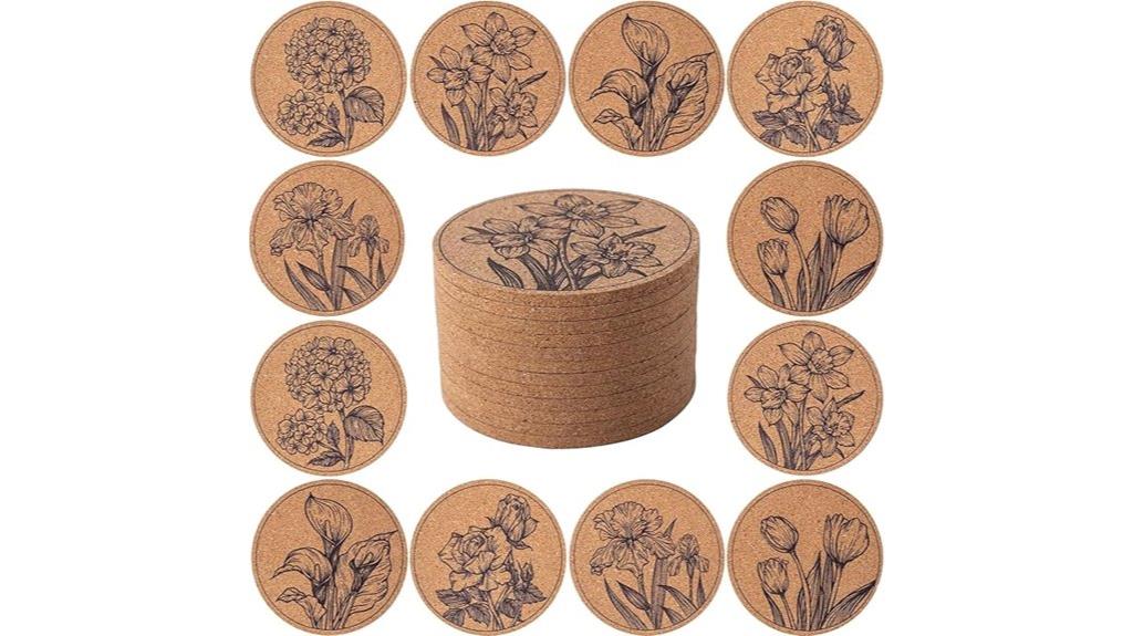 decorative cork drink coasters