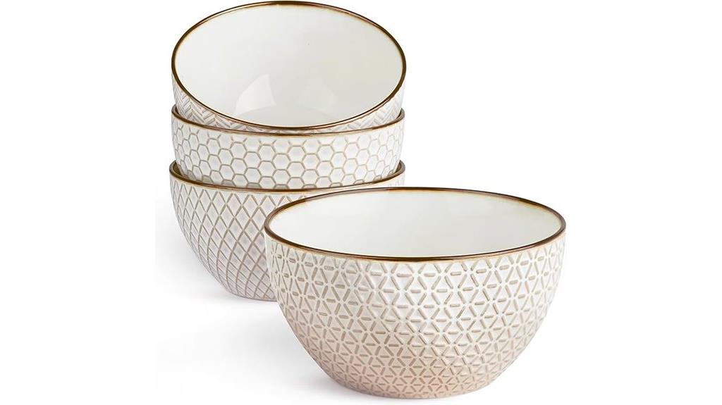 embossed ceramic soup bowls