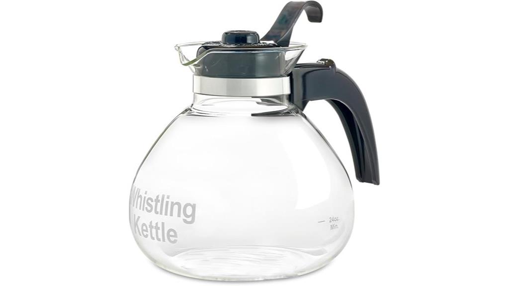 glass whistling tea kettle