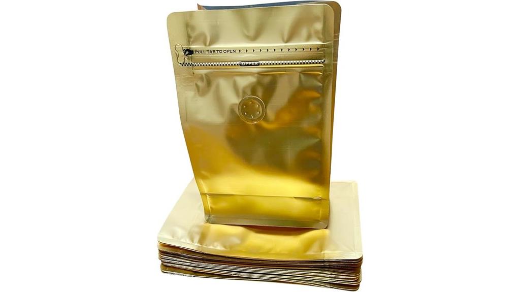 gold coffee bag with valve