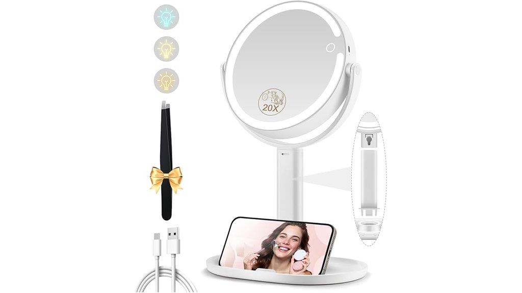 illuminated double sided mirror