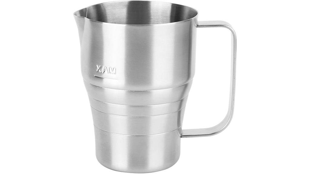 large stainless steel frothing pitcher