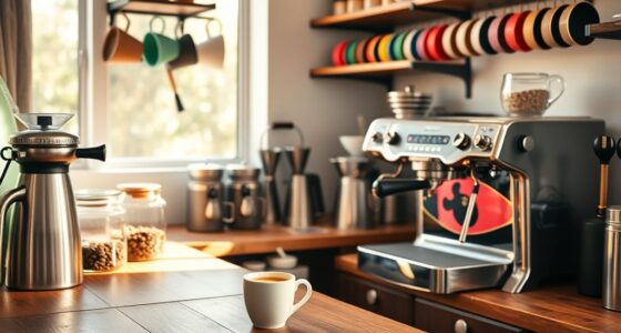 organized coffee brewing space