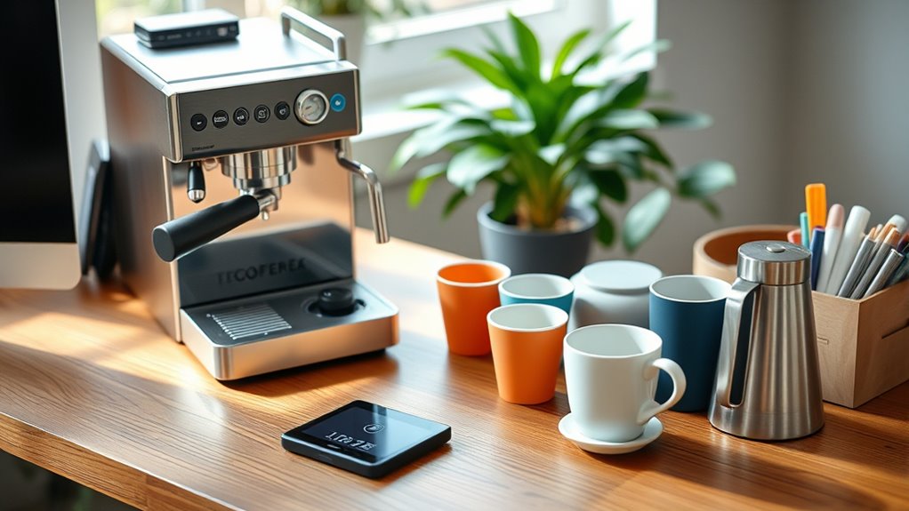 personalized desk coffee setup