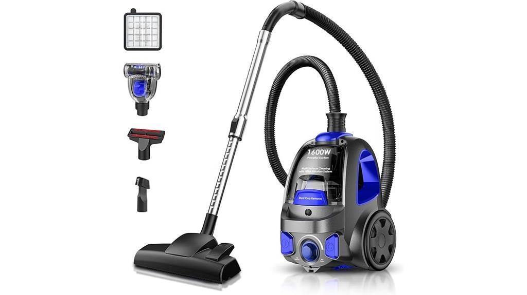 powerful 1600w bagless vacuum