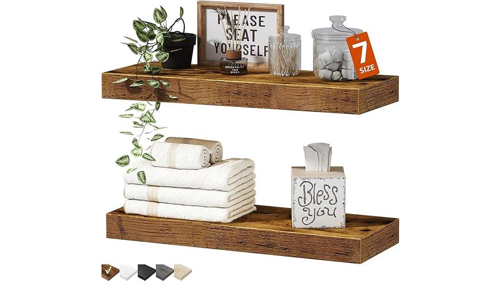 rustic brown wall shelves