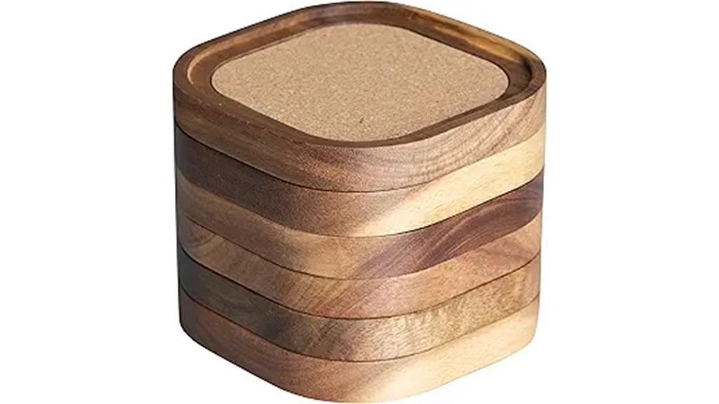 set of 6 acacia coasters