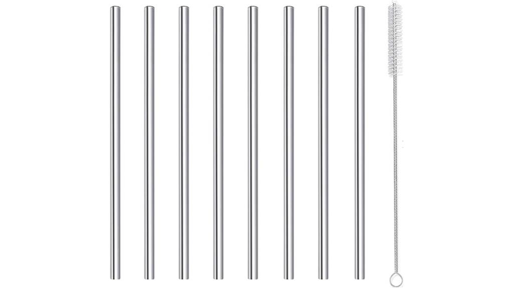 set of 8 stainless steel straws
