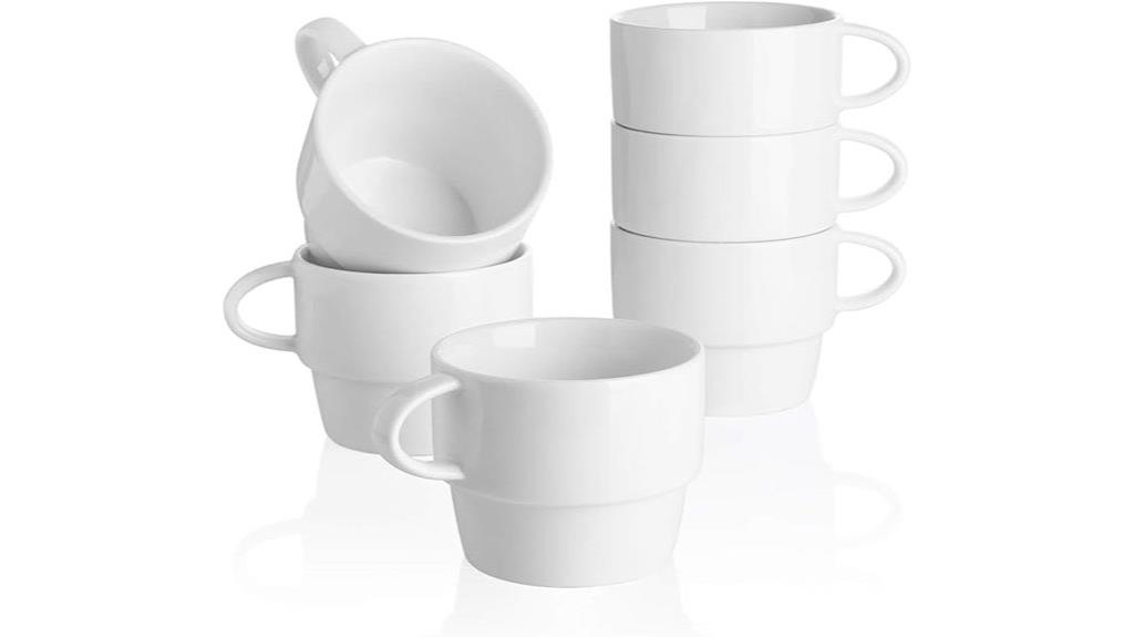 set of six porcelain latte cups
